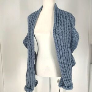 Charter Club Boa Knit Pom Scarf Ashley Blue One Size